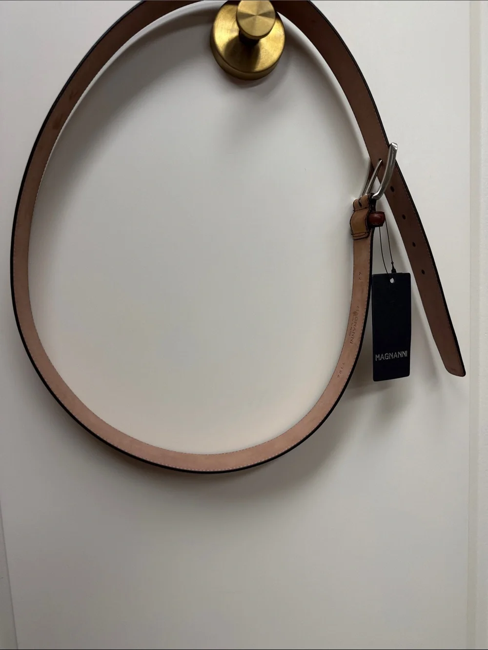 Magnanni  Tan Leather Belt with Gold Buckle
